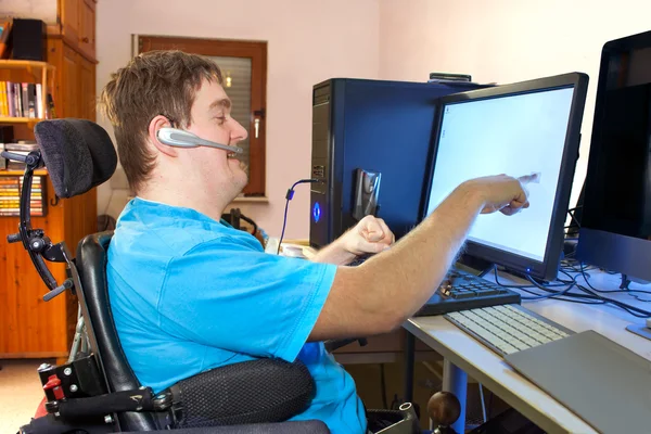 Man with spastic infantile cerebral palsy — Stock Photo, Image