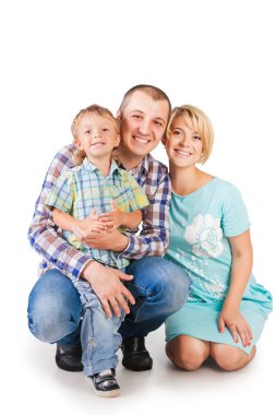 mutlu bir aile beyaz izole