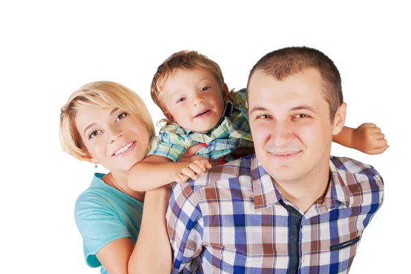 Familia feliz aislada en blanco —  Fotos de Stock