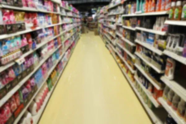 Empty Supermarket Aisle Motion Blur Background — Stock Photo, Image