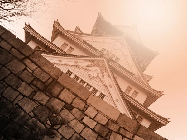 Osaka Castle Japan Sepia Color Tone — Stock Photo, Image