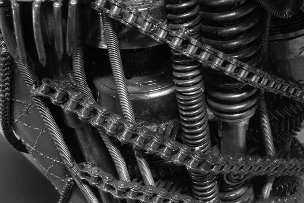 Old Gear Chain Closeup Machinery Part Background — Stock Photo, Image