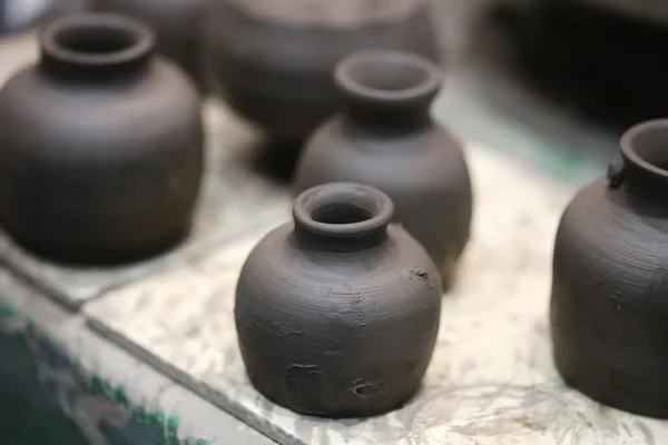 Mokrá Hliněná Keramika Před Troubou Thajsko — Stock fotografie