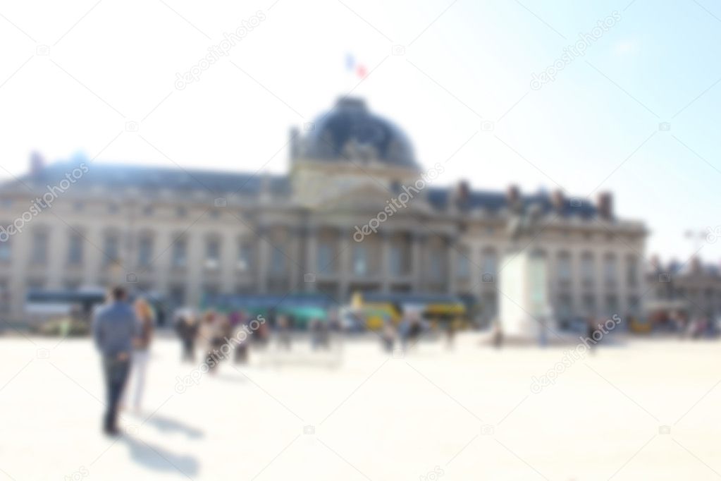 classic building in Paris, France, blurred moving sightseeing background