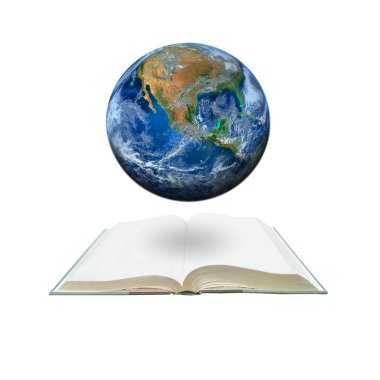 Nasa 'nın sağladığı elementleri içeren boş bir kitap ve toprak.