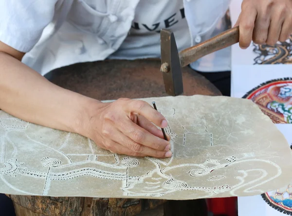 Hand Making Shadow Play Thailand Hand Craft — 스톡 사진