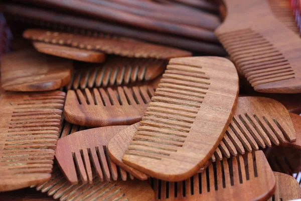 Closeup Wood Combs Background — Stock Photo, Image