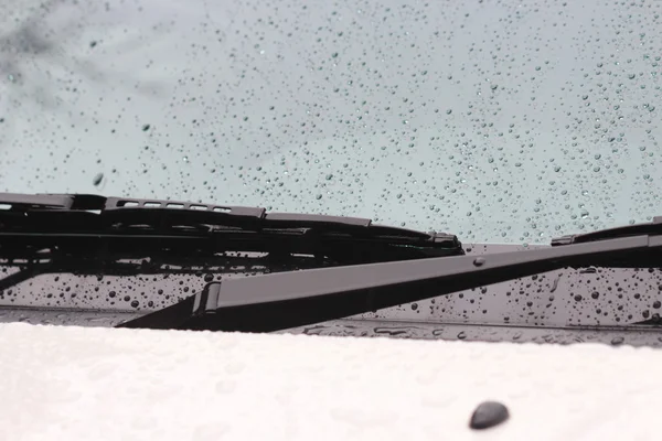 Gotas Lluvia Vidrio Del Coche Días Lluviosos Fondo —  Fotos de Stock