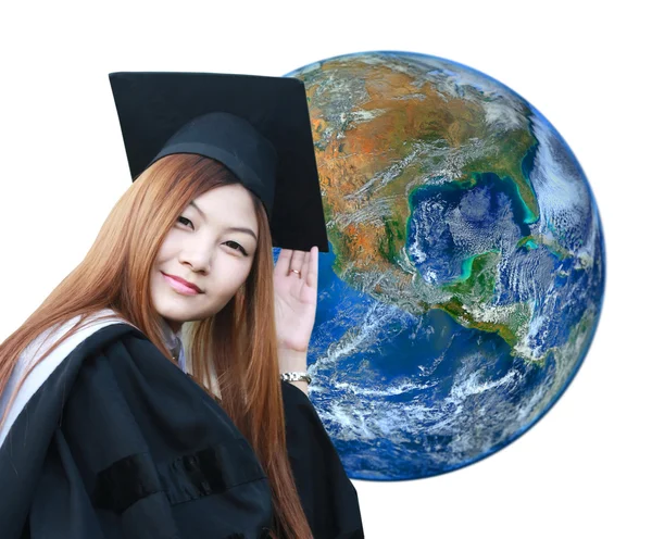 Women University Student Earth Including Elements Furnished Nasa — Stock Photo, Image