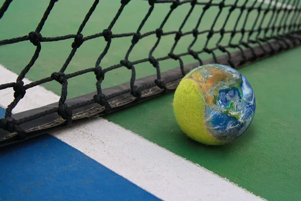 Pallone Tennis Cartello Terra Compresi Gli Elementi Forniti Dalla Nasa — Foto Stock