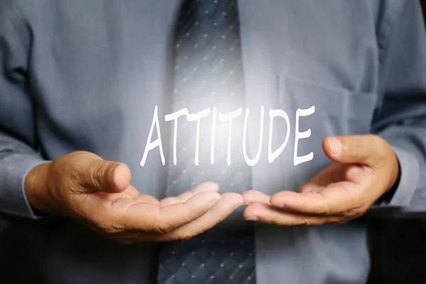 Attitude Word Hand Businessman — Stock Photo, Image