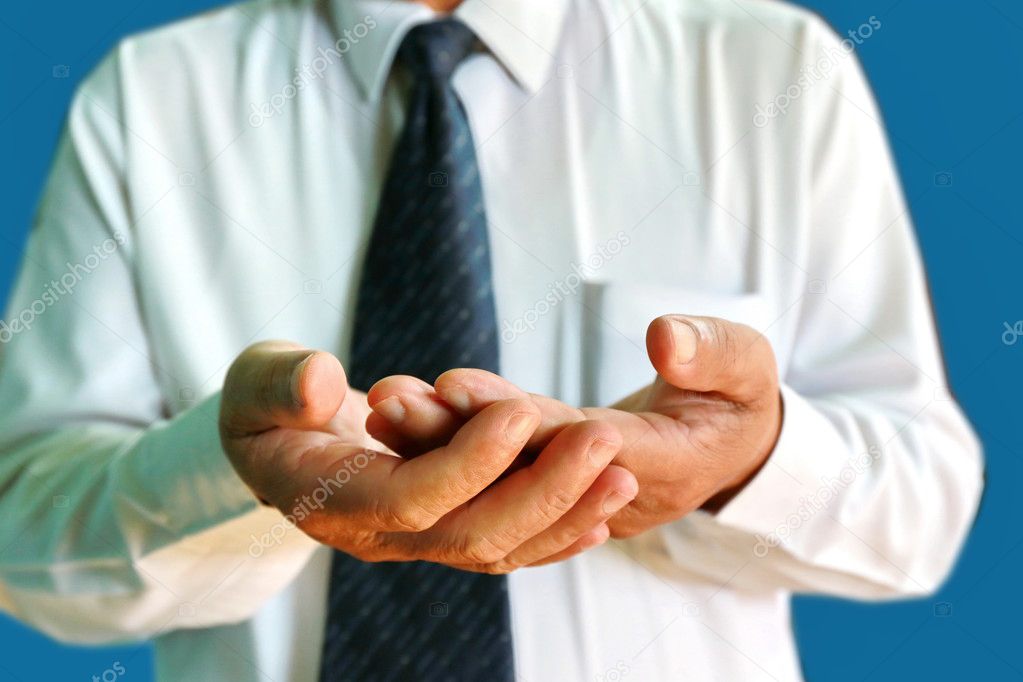 businessman hold two hand