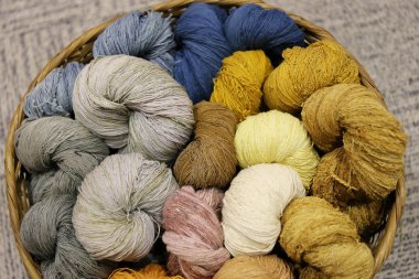 colorful cotton thread in basket