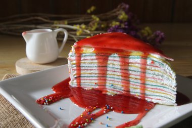 Taze çilek ve kremalı kek, Cafe.