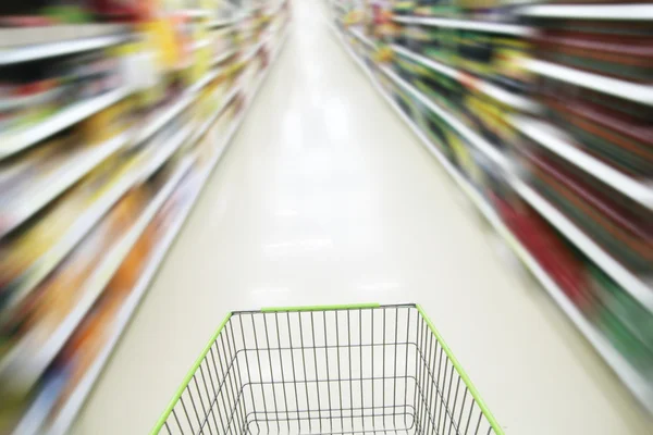 Blurred Supermarket Cart Background — Stock Photo, Image