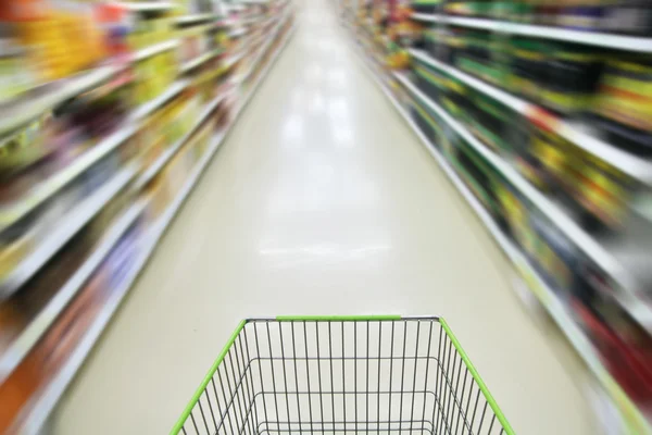 Blurred Supermarket Cart Background — Stock Photo, Image