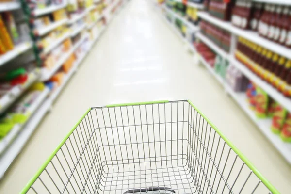 Blurred Supermarket Cart Background — Stock Photo, Image