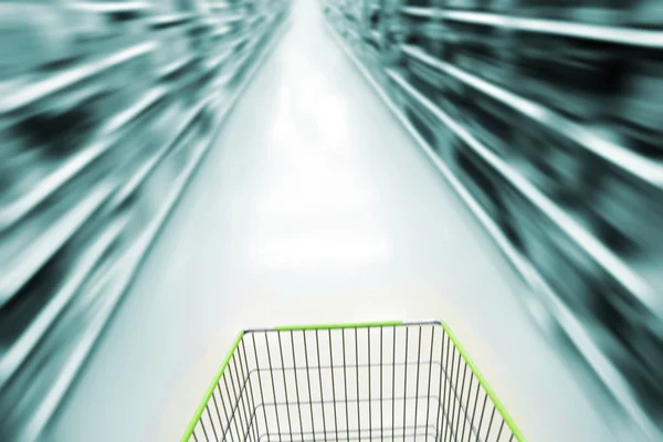 Blurred Supermarket Cart Background — Stock Photo, Image