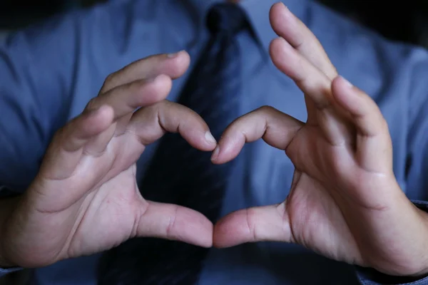 Hombre Negocios Mano Corazón Mano Signo — Foto de Stock