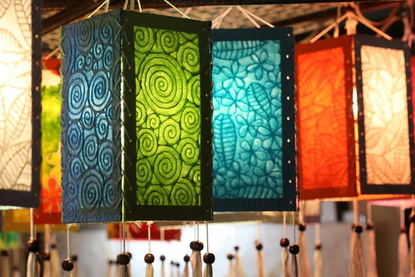 Colorful Paper Craft Lantern Hanging — Stock Photo, Image