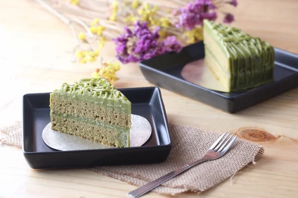 Grüner Tee Kuchen Hausgemachte Bäckerei — Stockfoto