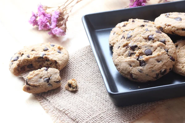 Galletas Caseras Doble Chip Chocolate Placa — Foto de Stock