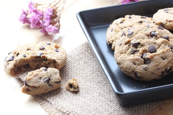 Galletas Caseras Doble Chip Chocolate Placa — Foto de Stock