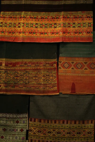 Sztuka Bawełniane Tkaniny Tekstura Tło Tajskim Stylu — Zdjęcie stockowe