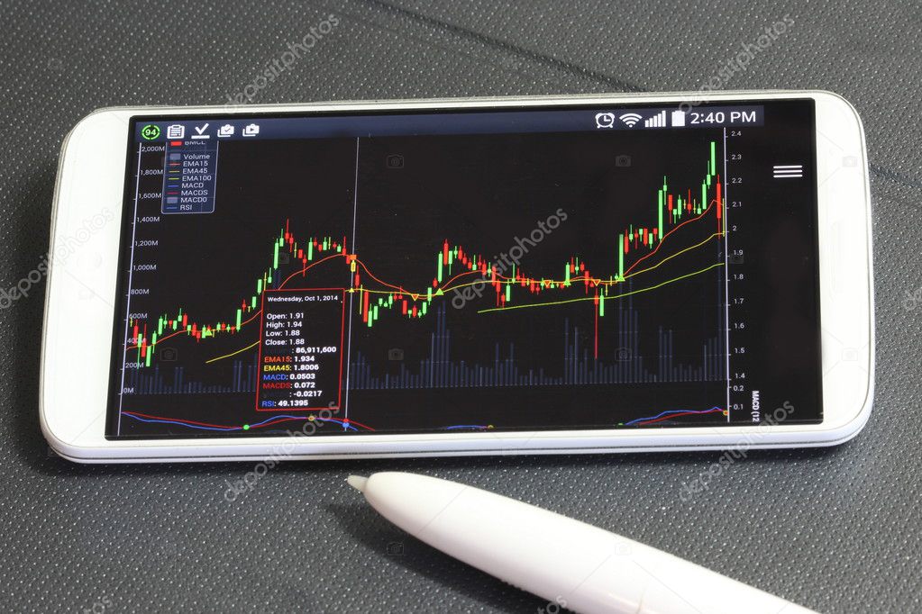 smartphone and stock chart investment trading background