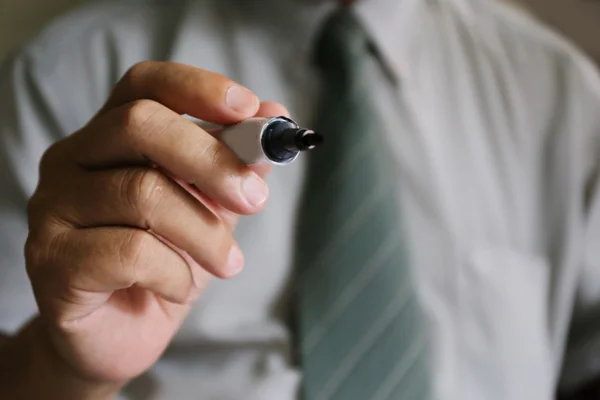 Businessman writing pen — Stock Photo, Image