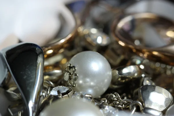 Macro gold bead ,golden ball and pearl — Stock Photo, Image