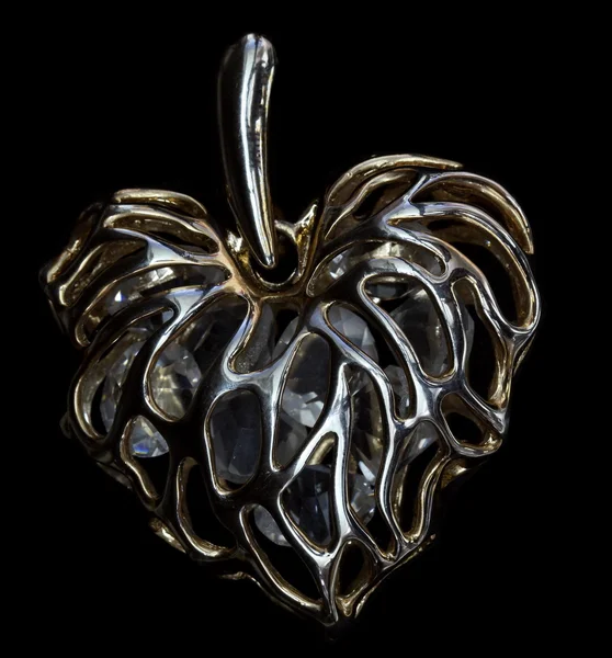 Macro metal heart gems isolated — Stock Photo, Image