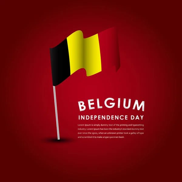 Felice Giorno Dell Indipendenza Del Belgio Celebrazioni Vector Template Design — Vettoriale Stock