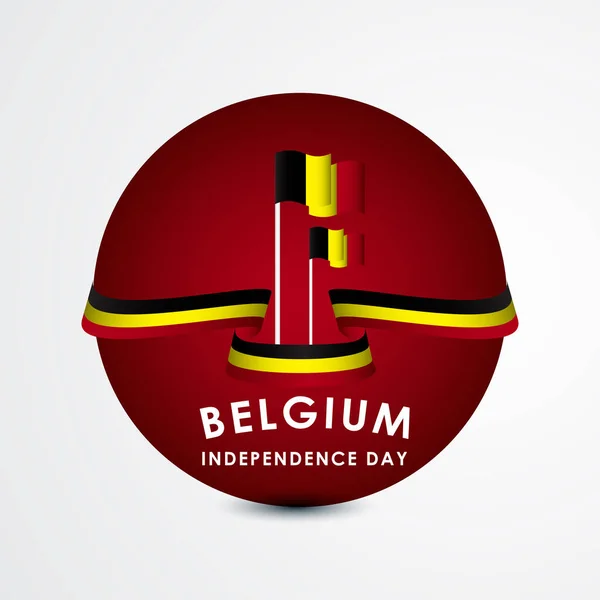 Felice Giorno Dell Indipendenza Del Belgio Celebrazioni Vector Template Design — Vettoriale Stock