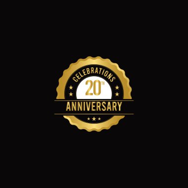 20. yıldönümü kutlamaları Altın Vektör Şablon Tasarımı Çizimi
