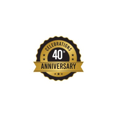 40. Yıldönümü Kutlamaları Altın Vektör Şablon Tasarımı Çizimi