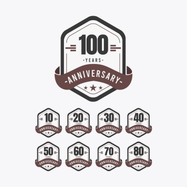 100 Yıl Yıldönümü Kutlamaları Vektör Şablon Tasarımı Çizimi