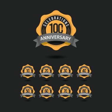 100. Yıldönümü Kutlamaları Vektör Şablon Tasarımı Çizimi