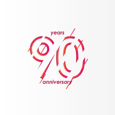 90. Yıldönümü Kutlama Vektör Şablonu Tasarım İllüstrasyonu