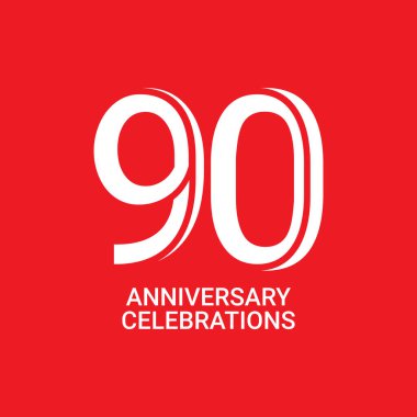 90 Yıl Yıldönümü Kutlaması Vektör Şablon Tasarımı Çizimi