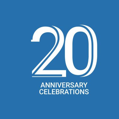 20 Yıl Yıldönümü Kutlamaları Vektör Şablon Tasarımı Çizimi
