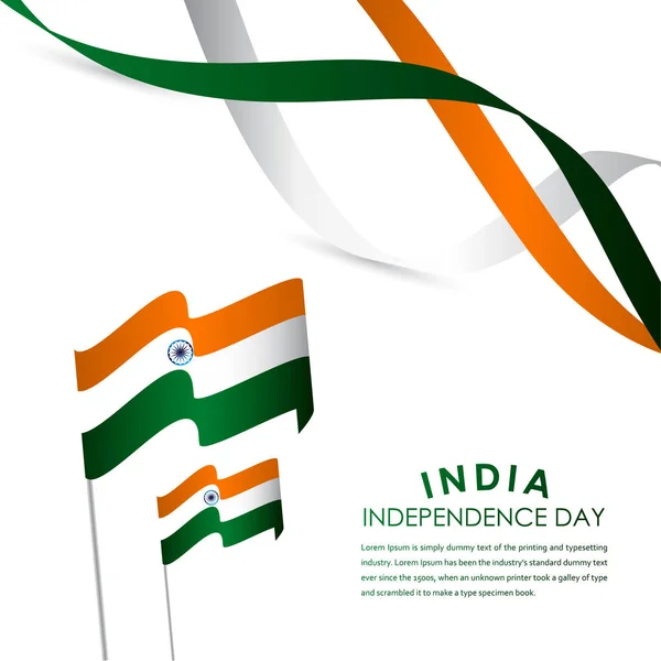 Celebración Del Día Independencia India Feliz Vector Template Design Illustration — Archivo Imágenes Vectoriales