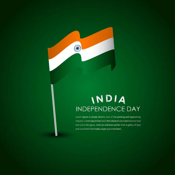 Celebración Del Día Independencia India Feliz Vector Template Design Illustration — Archivo Imágenes Vectoriales