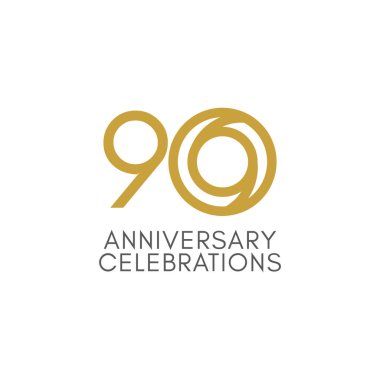 90. Yıldönümü Kutlama Vektör Şablonu Tasarım İllüstrasyonu
