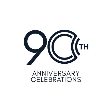 90. Yıldönümü Kutlama Şablonu Tasarım İllüstrasyonu