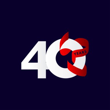 40 Yıl Yıldönümü Kurdelesi Kutlama Şablonu Tasarım Çizimi