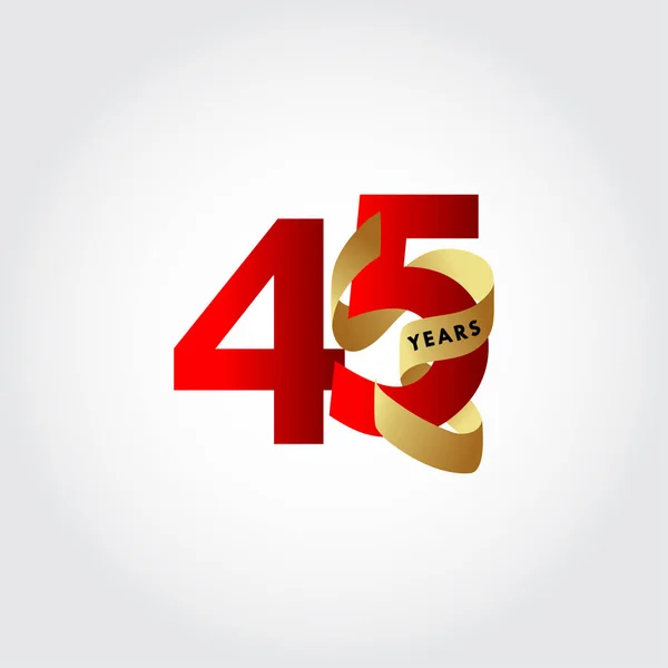 45周年記念リボンお祝いベクトルテンプレートデザインイラスト — ストックベクタ