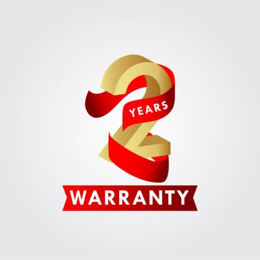 2 Yıl Garanti Kurdelesi Vektör Şablonu Tasarım Çizimi