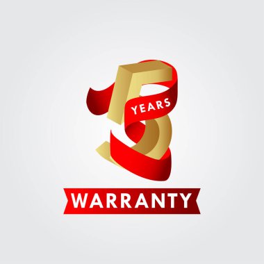 5 Yıllık Garanti Kurdelesi Vektör Şablonu Tasarım Çizimi