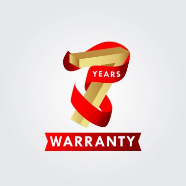 7 Yıl Garanti Kurdelesi Vektör Şablonu Tasarım Çizimi